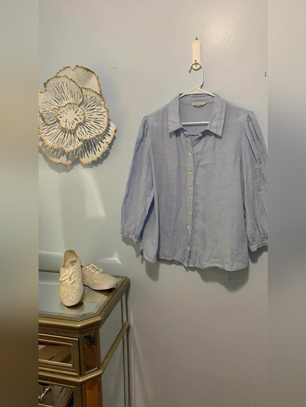 Light Blue Button-Up Blouse